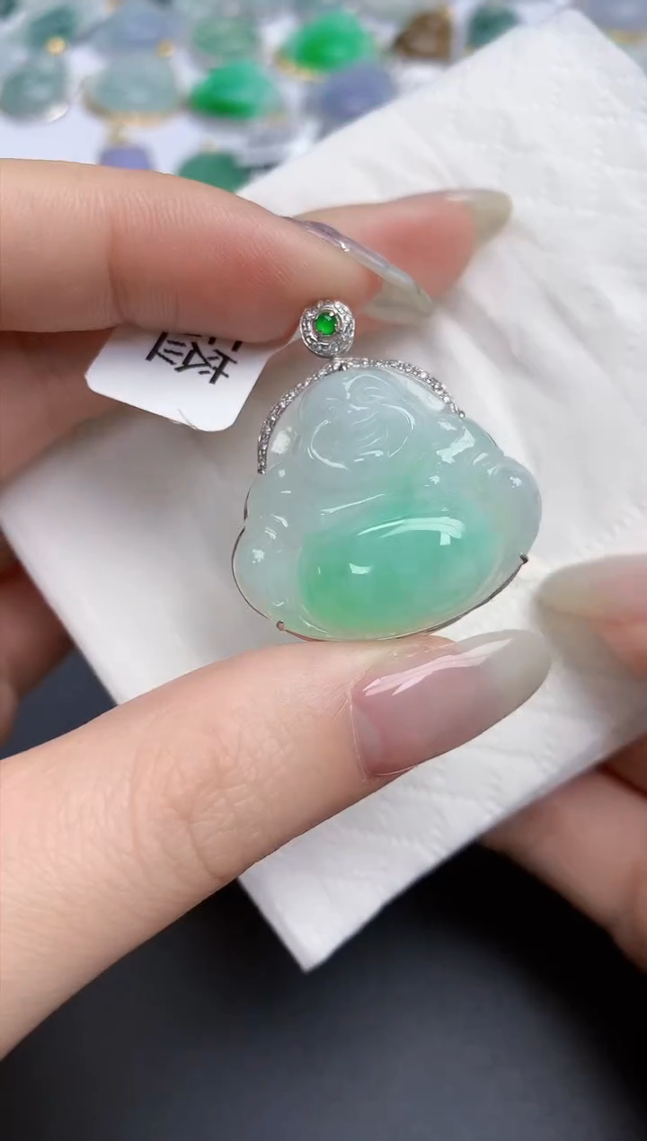 【闪购商品】翡翠颈饰18K金镶嵌天然缅甸翡翠A货