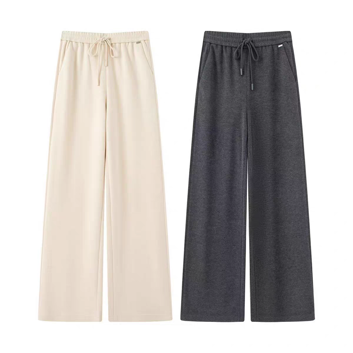 艾家商场同款2025秋冬加厚新款百搭高腰直筒阔腿休闲裤女6205