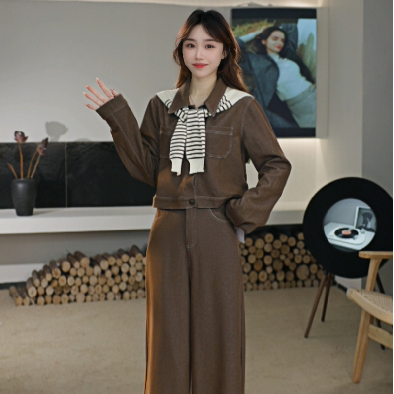 Basic House/百家好TS韩版时尚休闲披肩气质设计套装DQ903