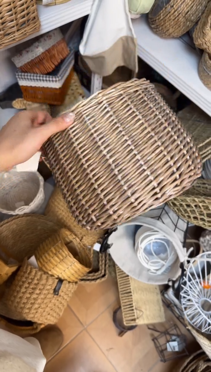 小****）微瑕捡漏柳编带防水布圆桶