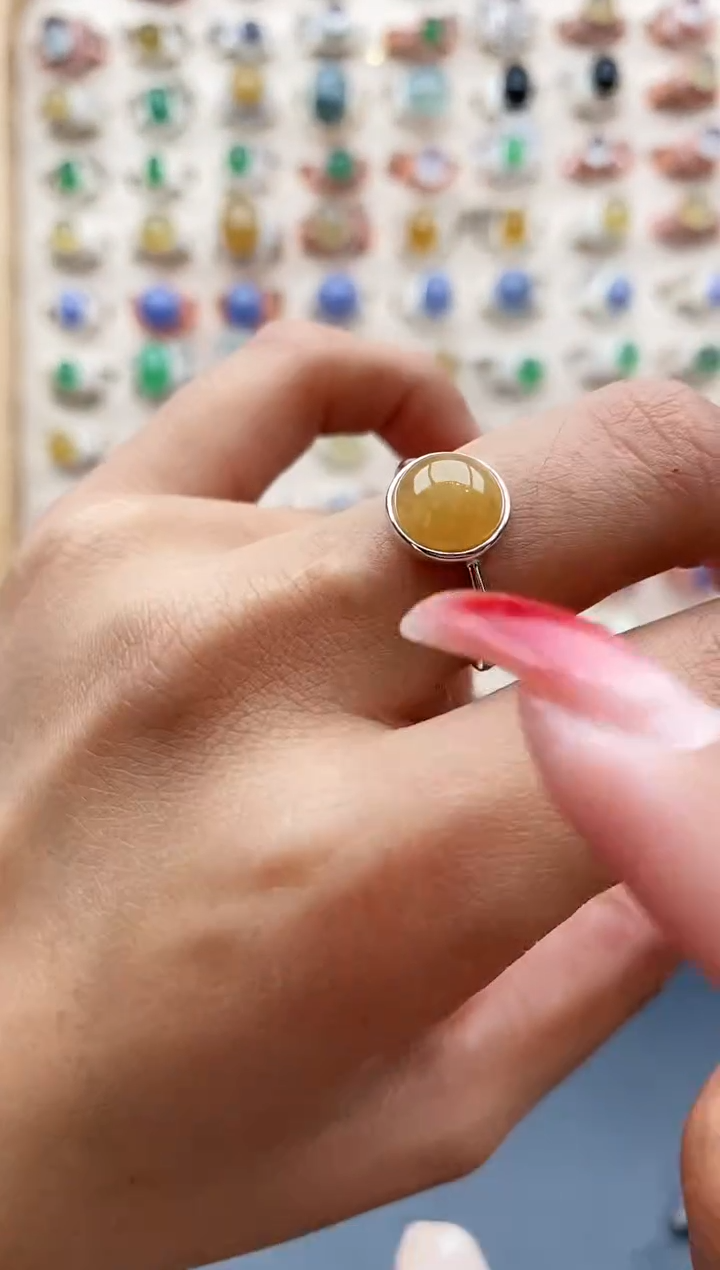 【闪购商品】翡翠戒指银S925镶嵌缅甸天然A货翡翠222  3+9