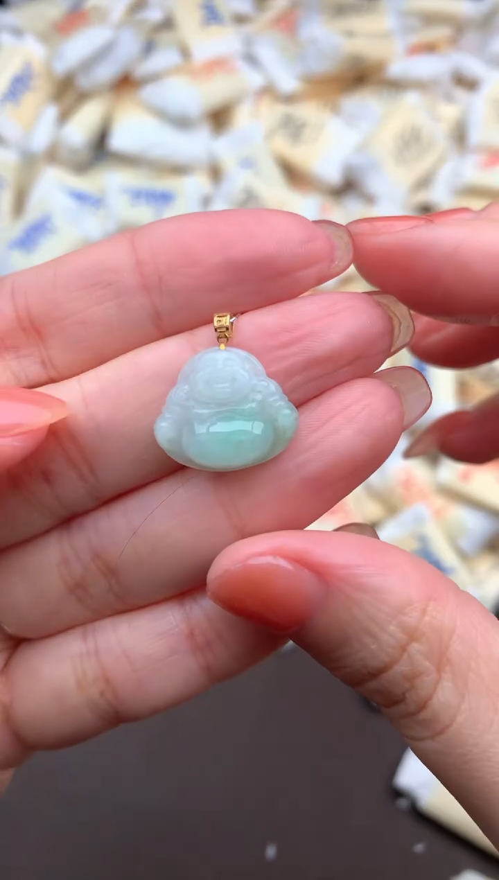 【闪购商品】翡翠挂件18K金镶嵌一