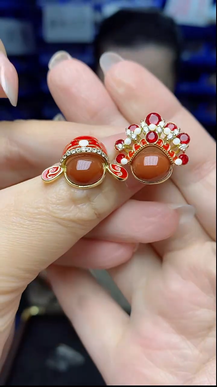 银S925镶嵌南红玛瑙耳饰EZ1882