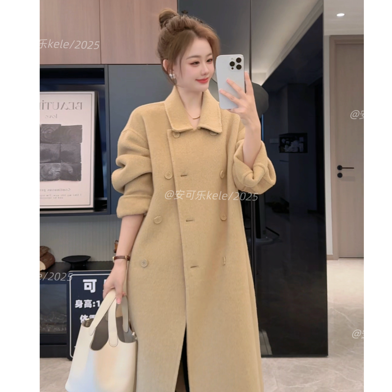 【安可乐】伊迪卡羊毛大衣韩系气质毛呢外套中长款女秋冬百搭小个子