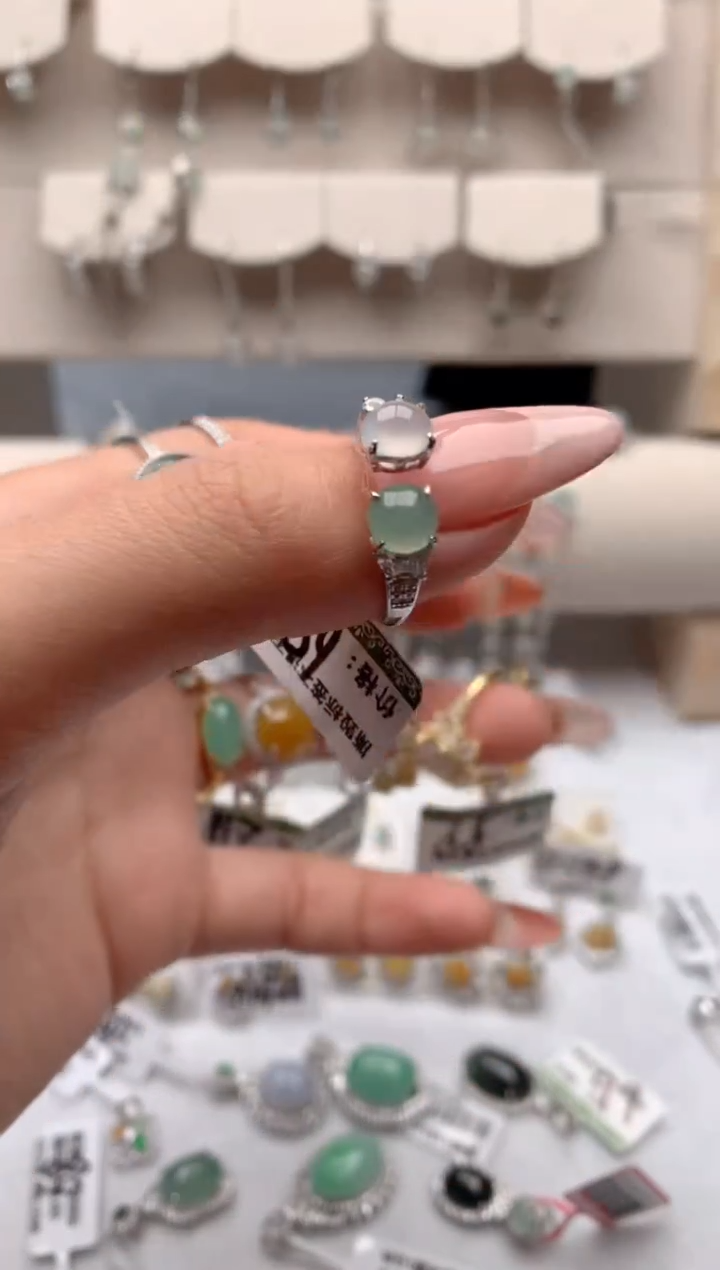 【闪购商品】翡翠戒指银S925镶嵌1号