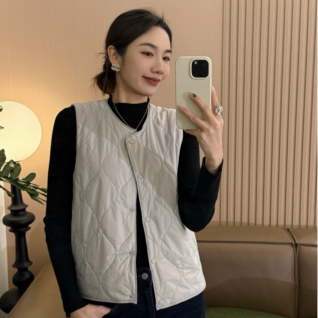 100%桑蚕丝填充简约马甲保暖上衣可机洗