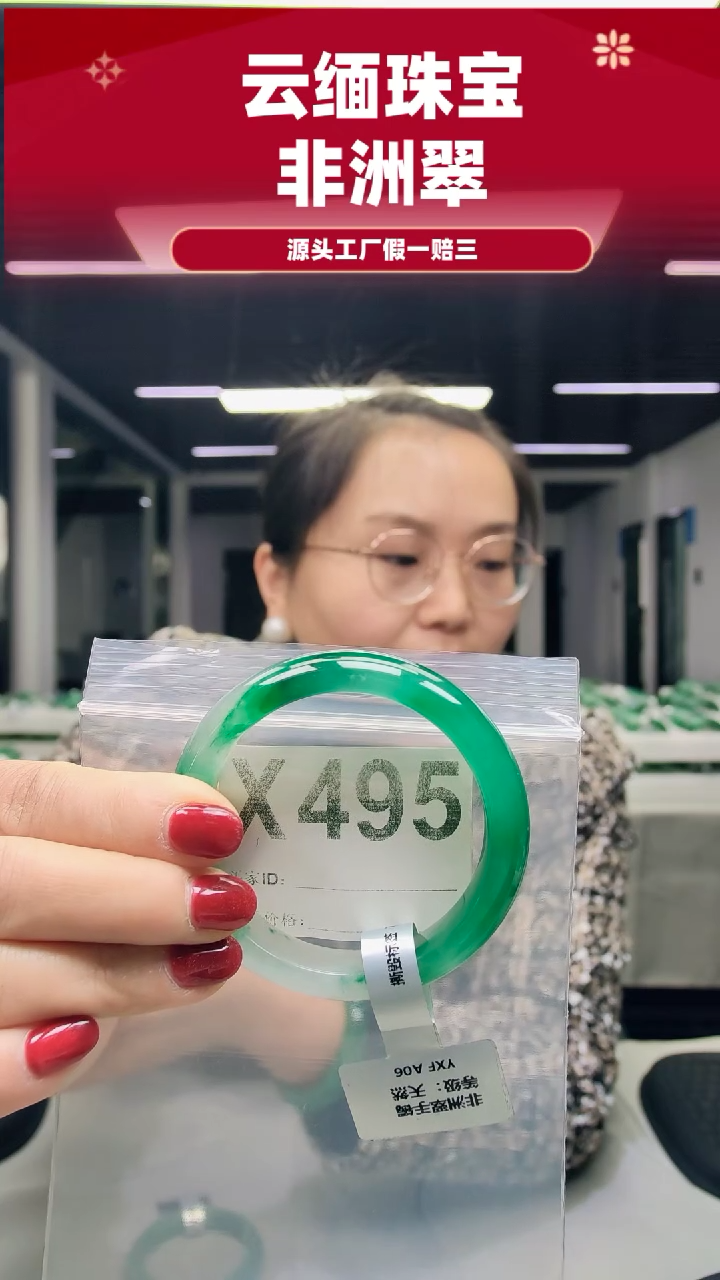 未镶嵌手镯石英质玉（非洲翠）52圈口X495