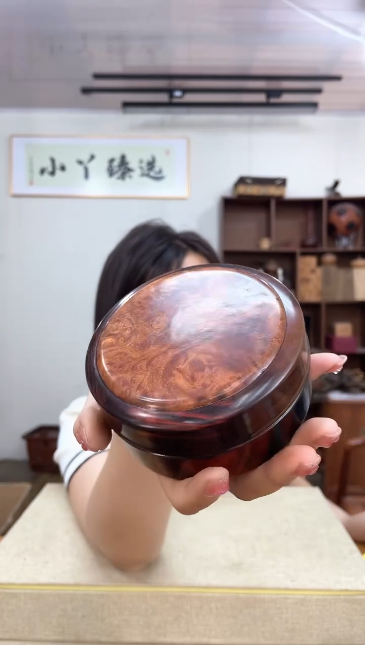 乌木类端景台747大红酸枝圆盒木木