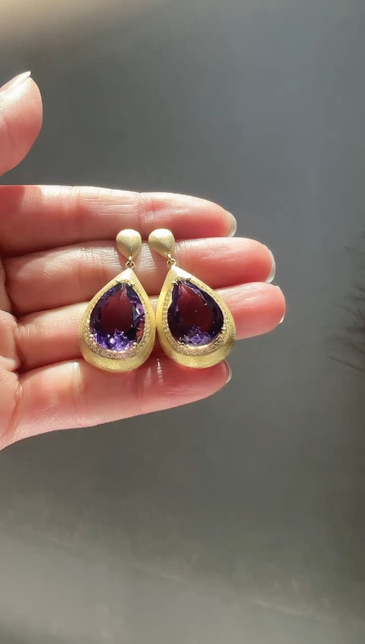 【闪购商品】紫晶耳饰银S925镶嵌3】