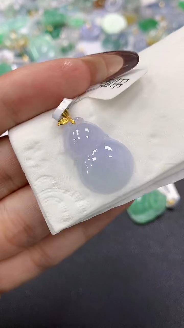 颈饰18K金镶嵌翡翠a货假一赔三支持复检百元上9元证书费自理