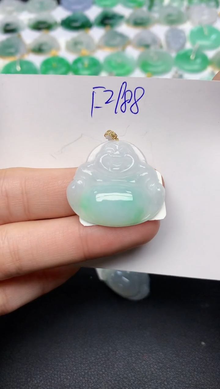 颈饰18K金镶嵌翡翠天然缅甸A货翡翠百元以上9元证书费自理