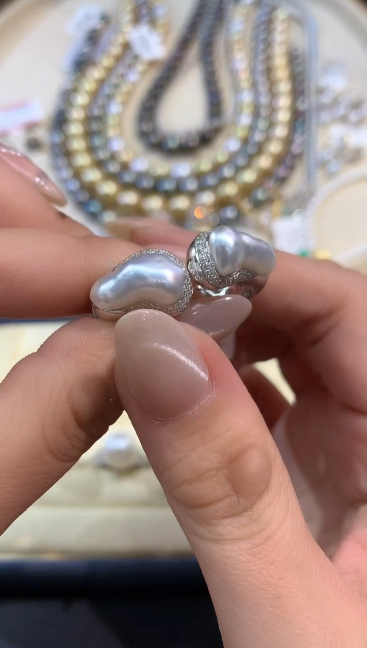 18K金镶嵌耳饰海水珍珠A421|7980