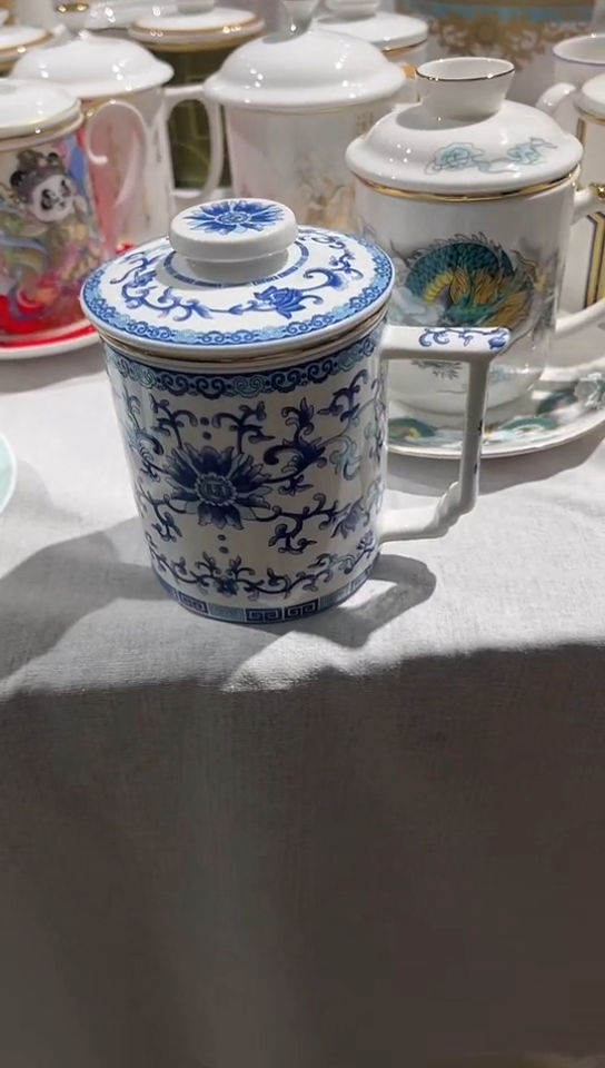 瓷青花茶漏杯隆达
