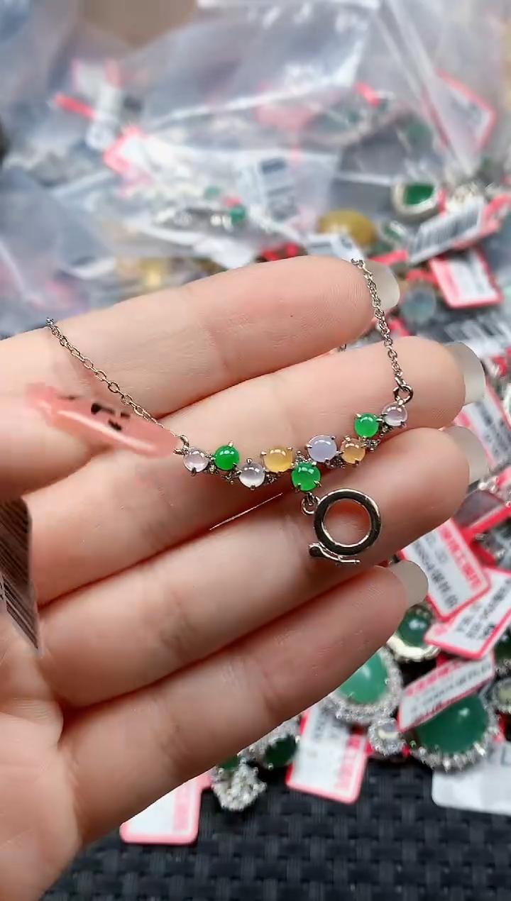 银S925镶嵌戒指翡翠天然A货缅甸翡翠