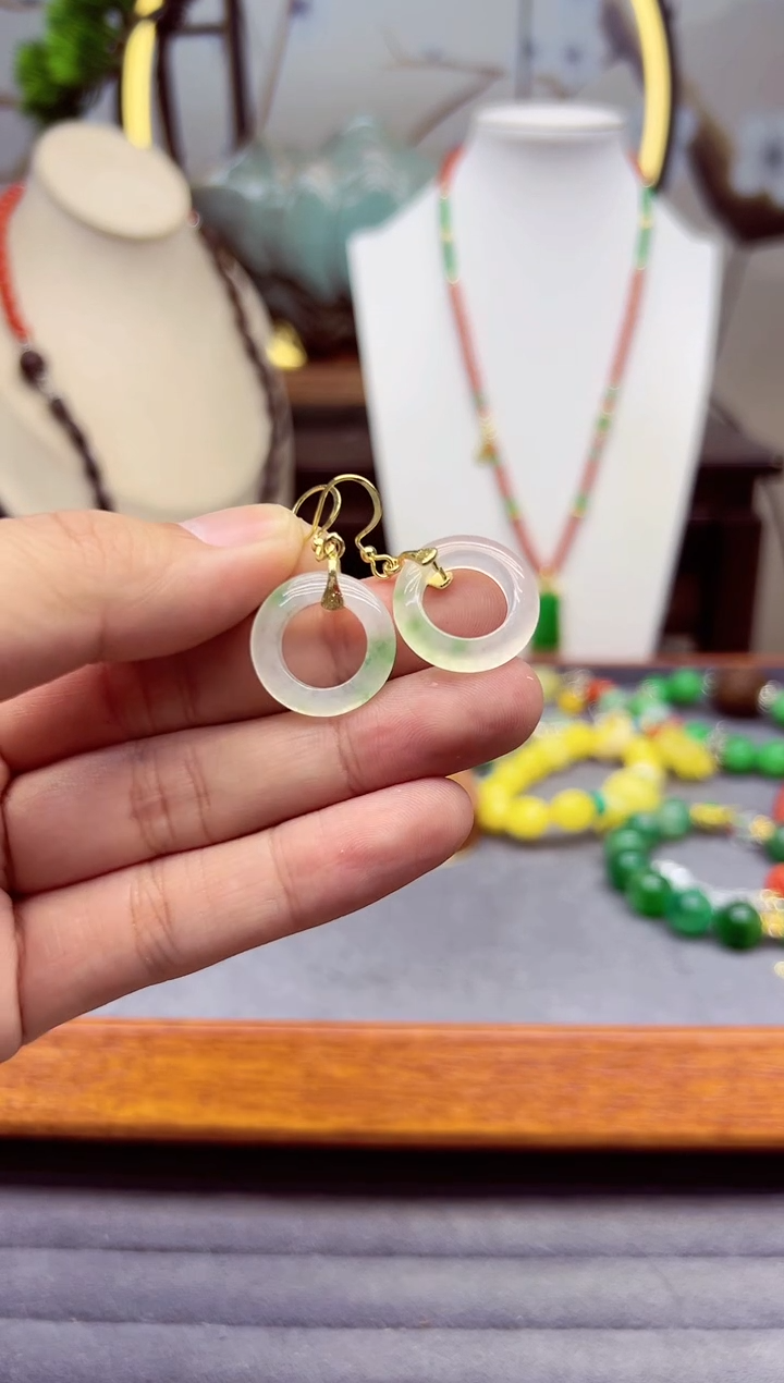 【闪购商品】翡翠耳饰14K金镶嵌qx1``````