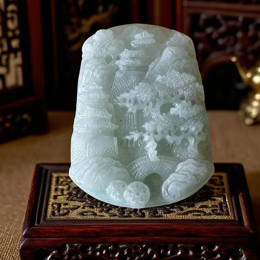 山水挂件精雕工艺百搭款式
