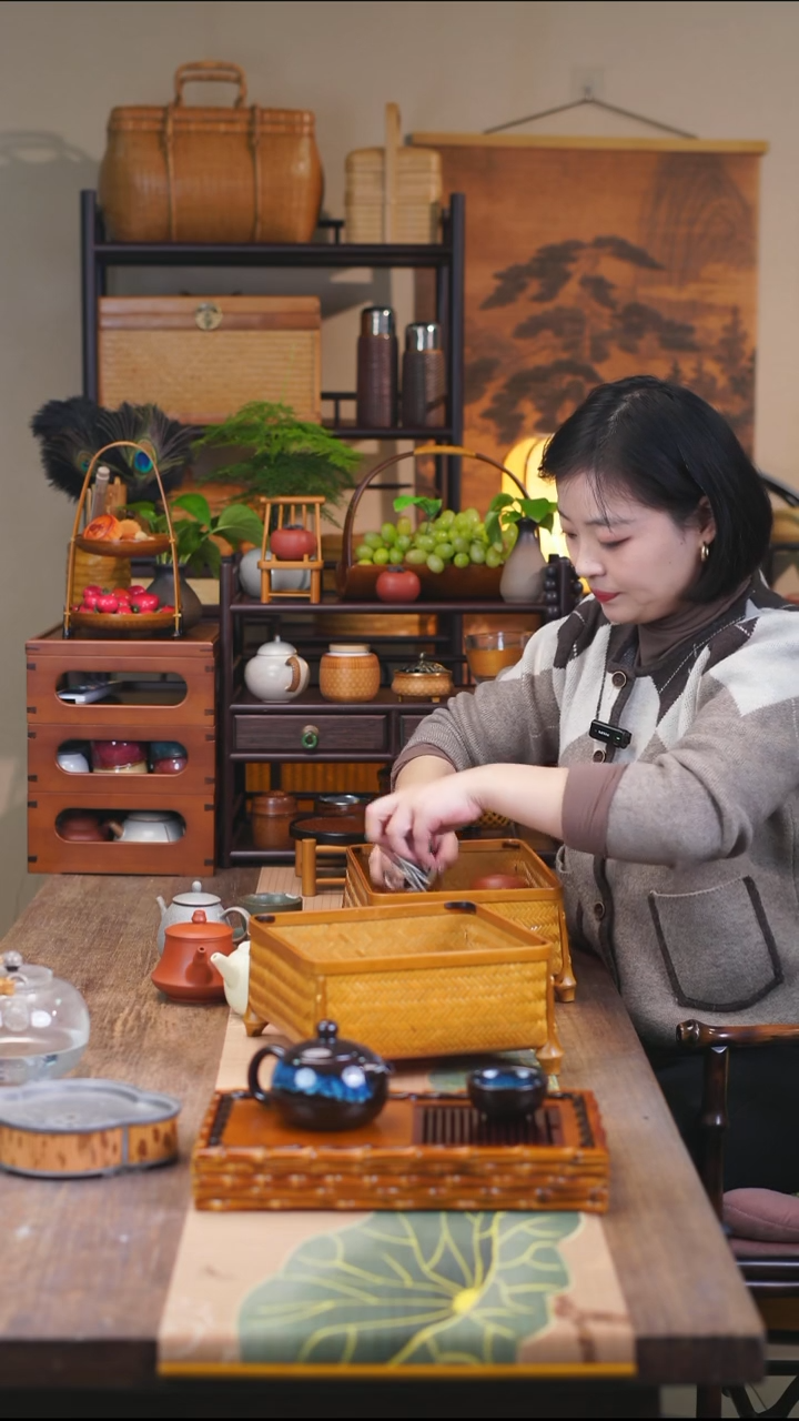 青筠长方形竹编筐啊啊