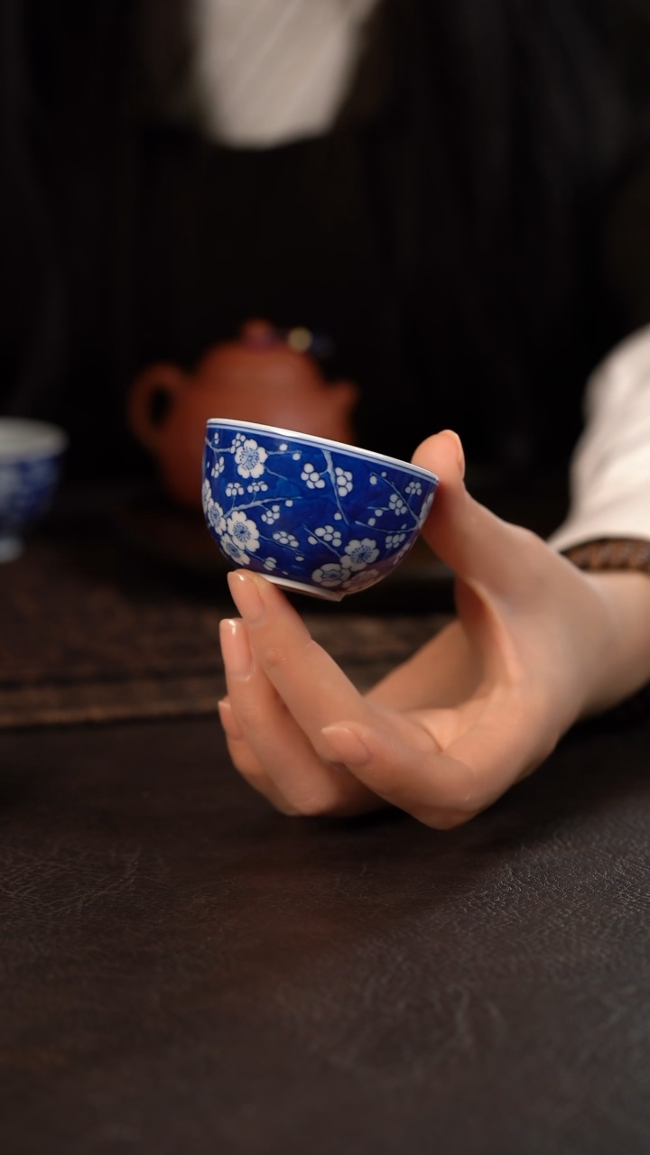 【闪购商品】杯HLX陶瓷蓝地冰梅小缸杯