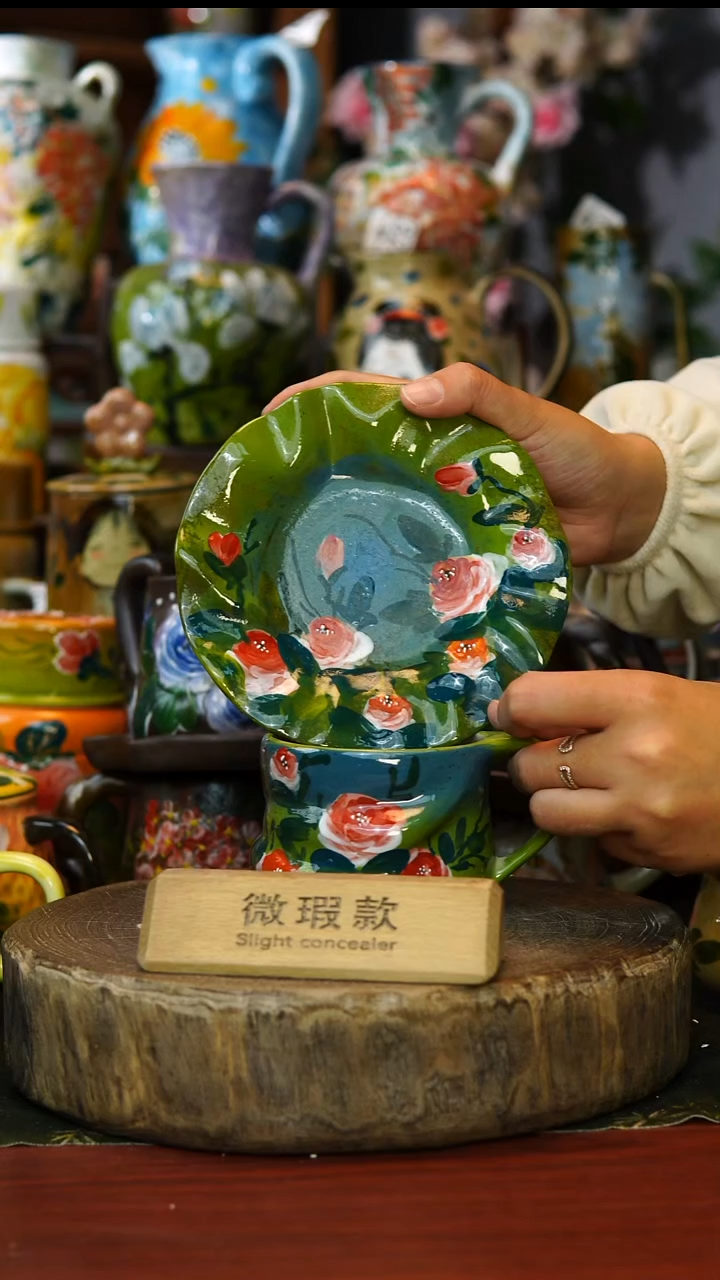 陶瓷微瑕349景德镇手工手绘釉下彩