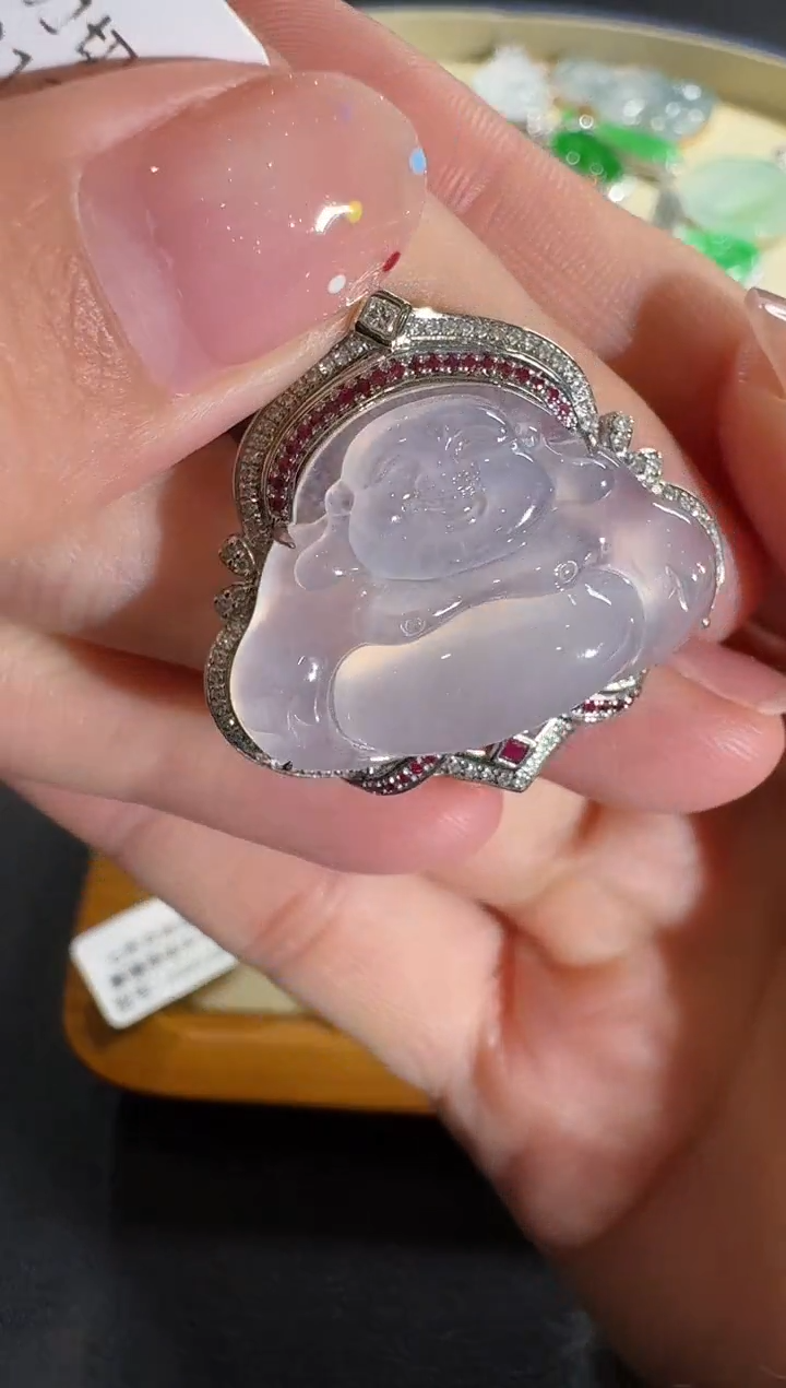 【闪购商品】翡翠吊坠(不含链)18K金镶嵌【源头工厂】宝石钻石镶嵌