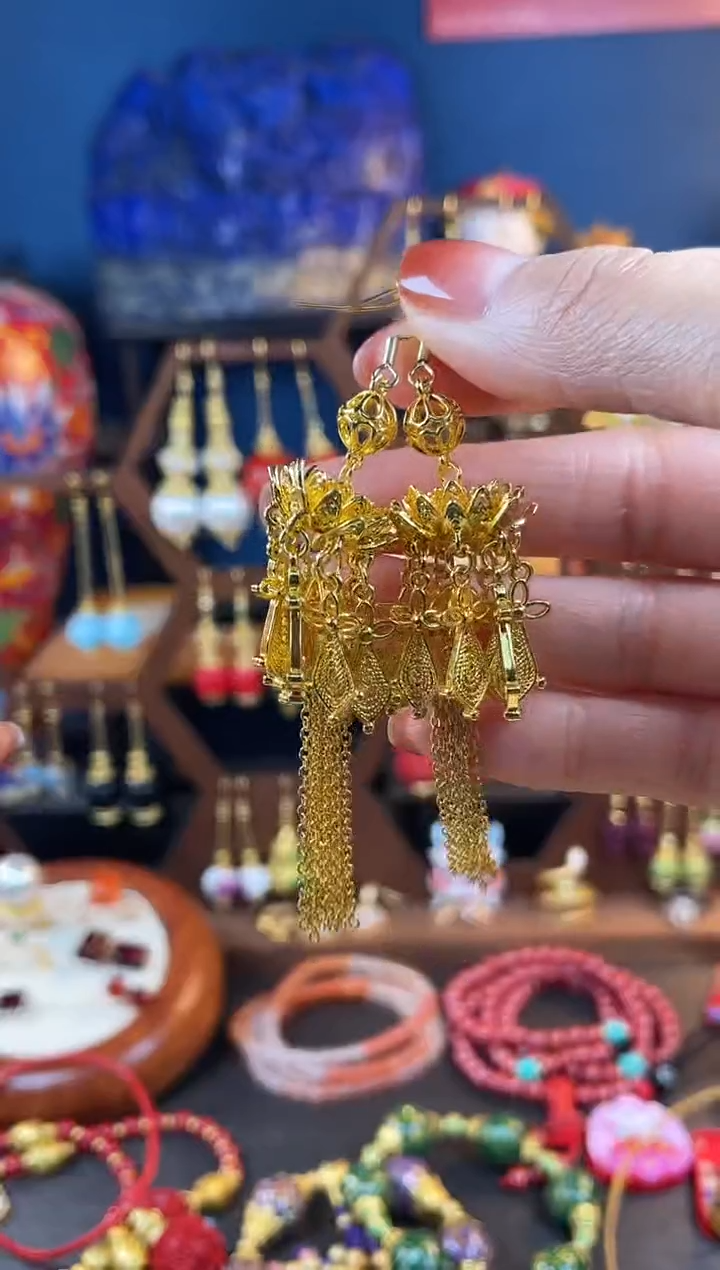 【闪购商品】206号大小莲花珐琅耳钩