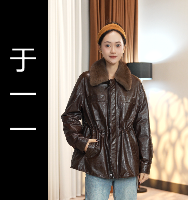 25152真皮头层绵羊皮翡翠油蜡加绒保暖