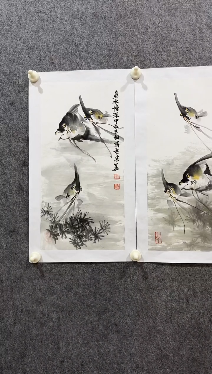 书法43王栩  鱼系列 国画   1平尺 