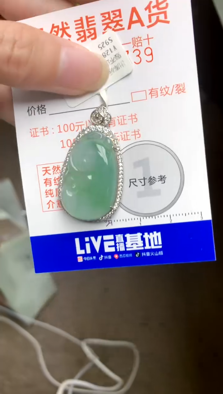 颈饰银S925镶嵌翡翠天然A货翡翠