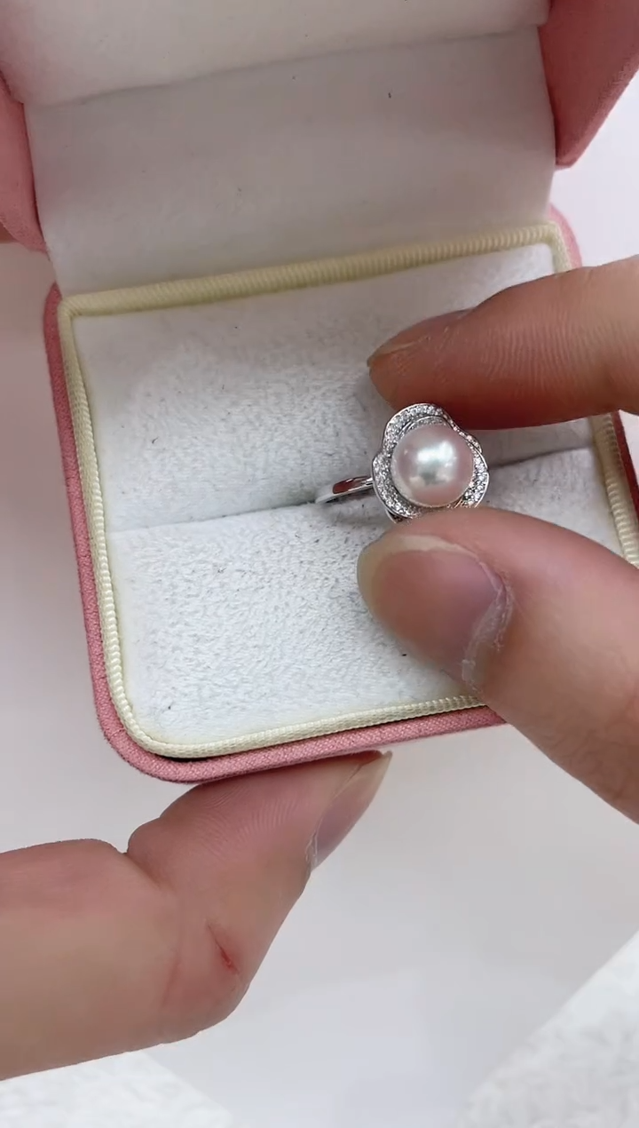 【闪购商品】海水珍珠戒指银S925镶嵌海水珍珠戒指