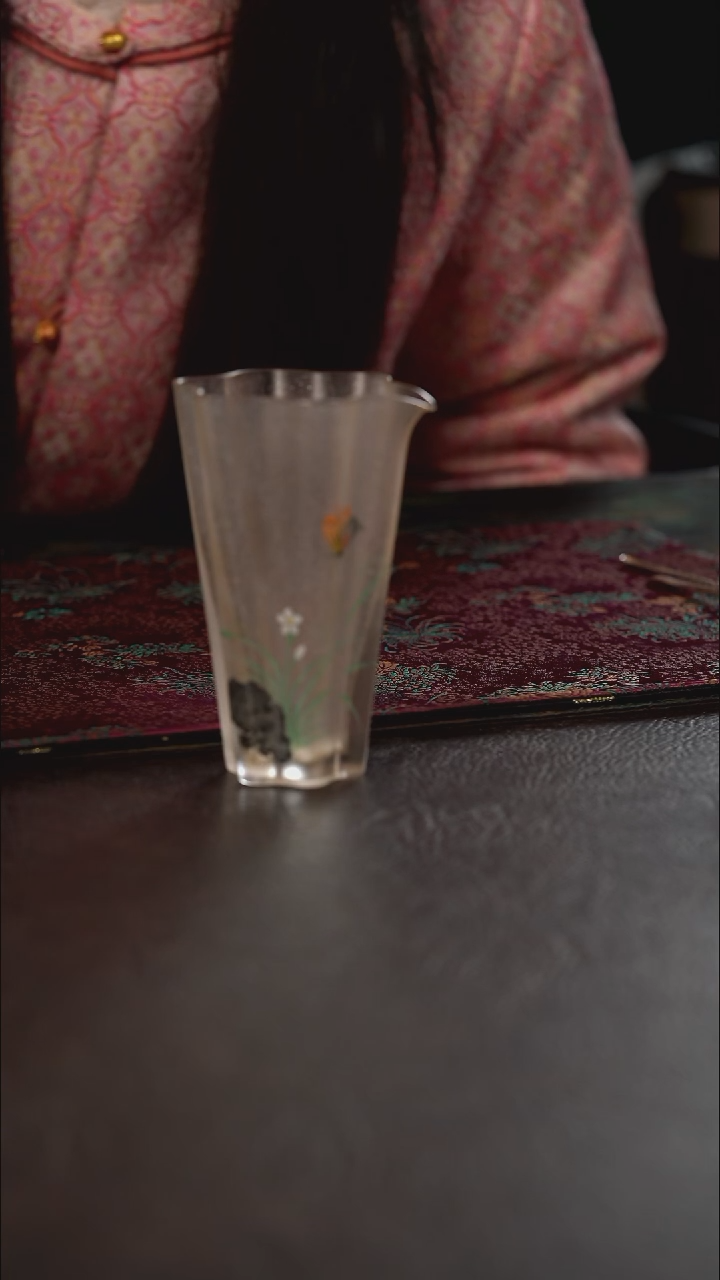 陶瓷杯周边琉璃心缘甄瓜楞公道 灵石兰花