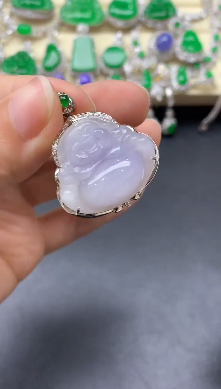 颈饰18K金镶嵌翡翠412-中国好珍宝