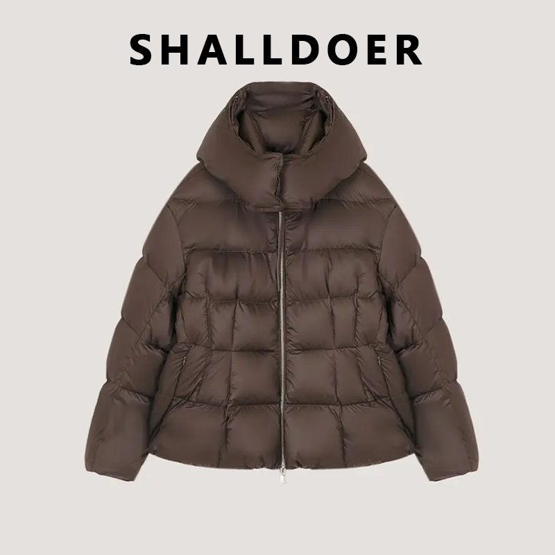 2025冬季新款经典格子可调节抽绳棉服女潮