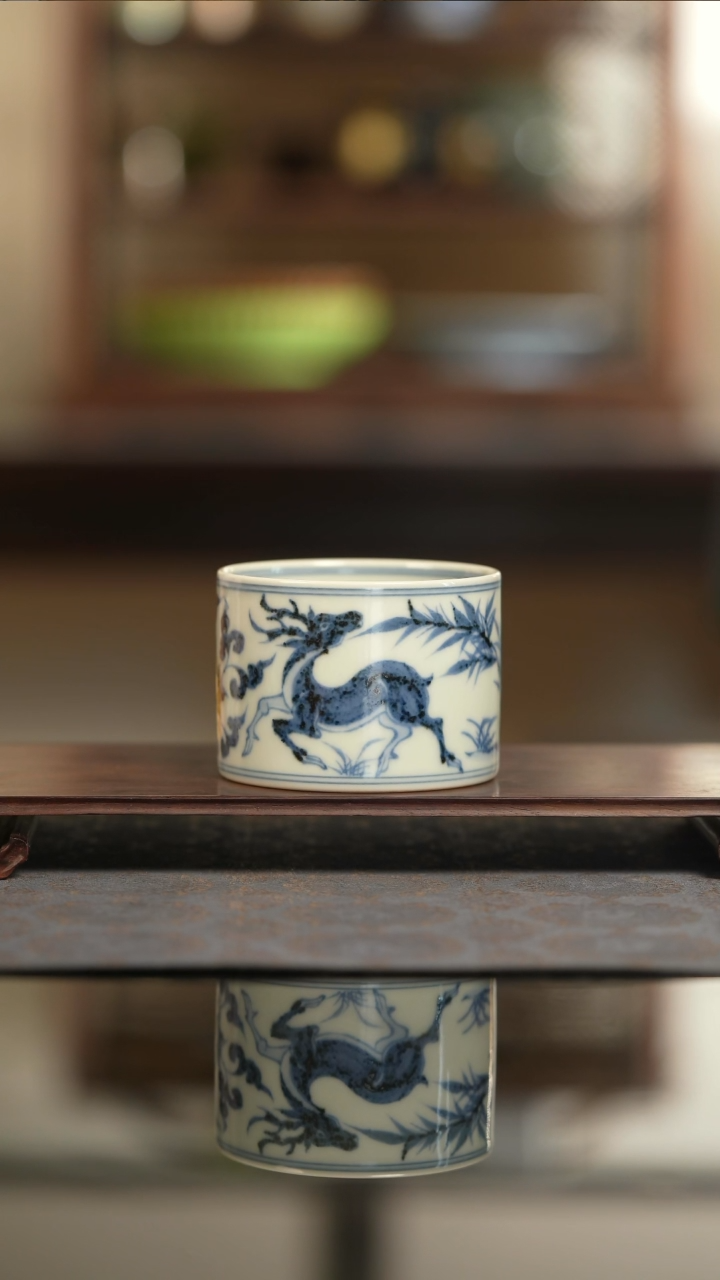 明续幽蓝鹿直口杯杯杯