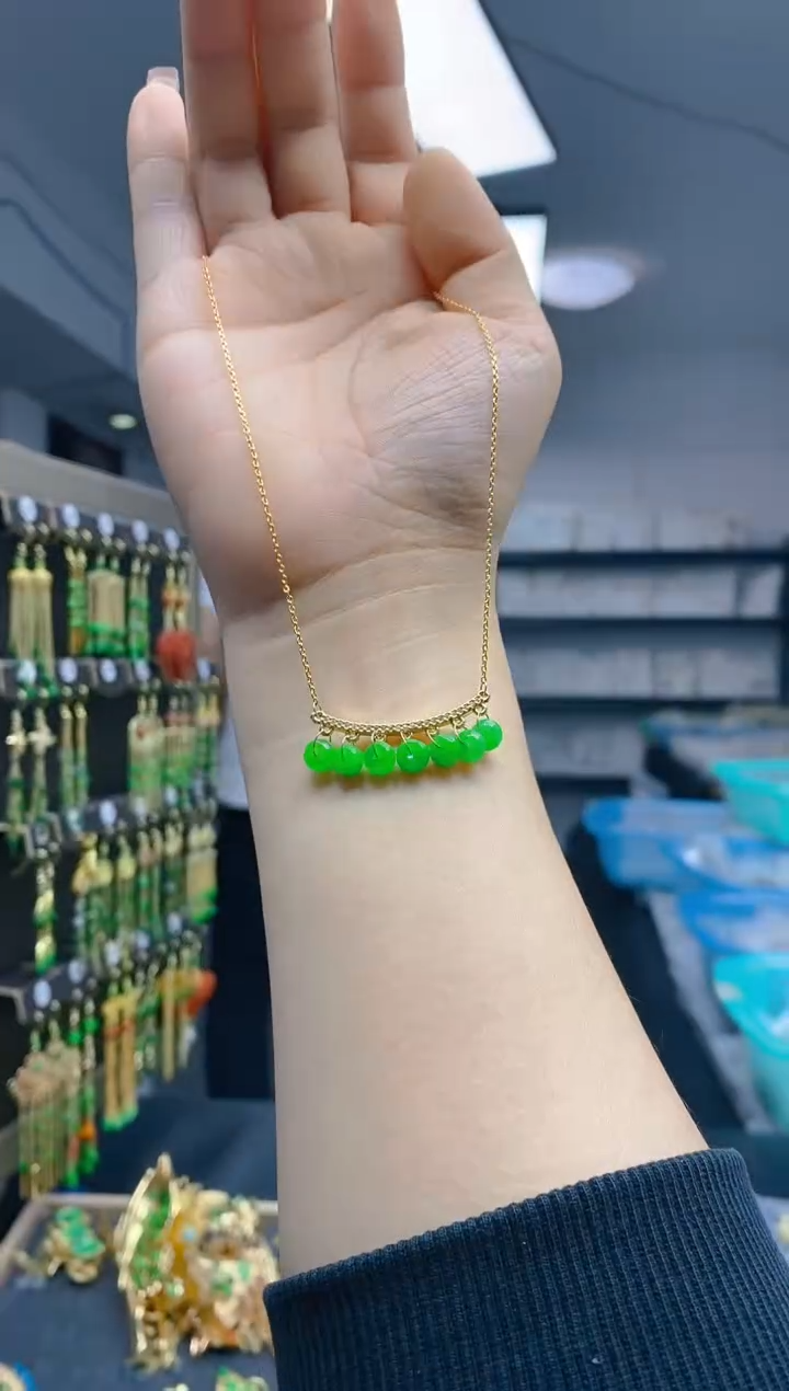 【闪购商品】翡翠耳饰合金316翡翠锁骨链
