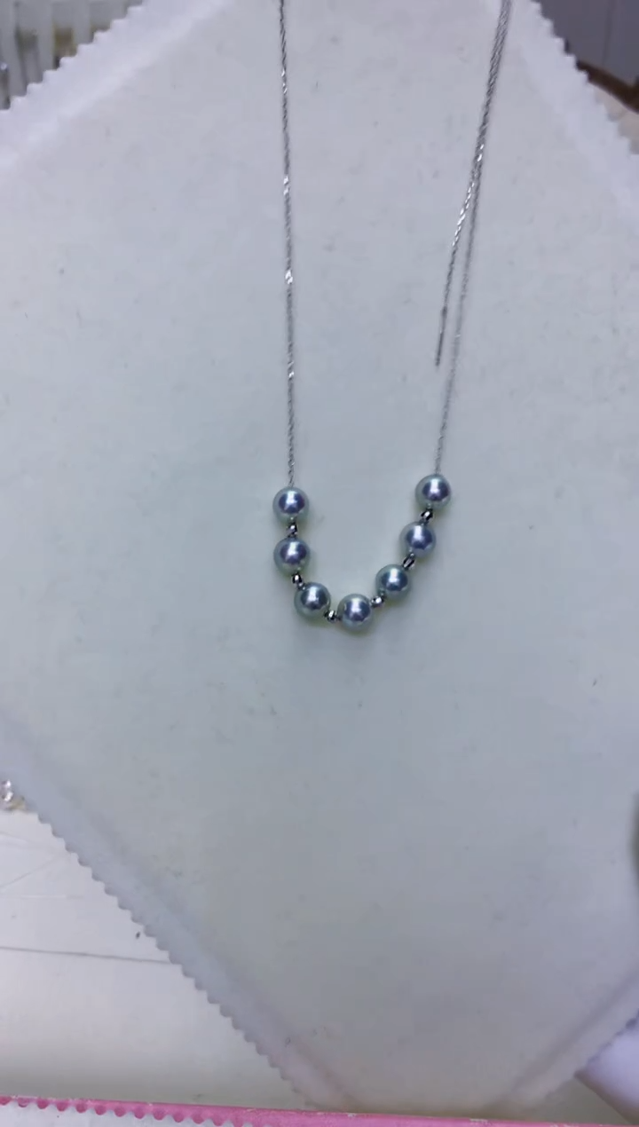 【闪购商品】海水珍珠饰品18K金镶嵌6-7真多麻色微笑满天星项链