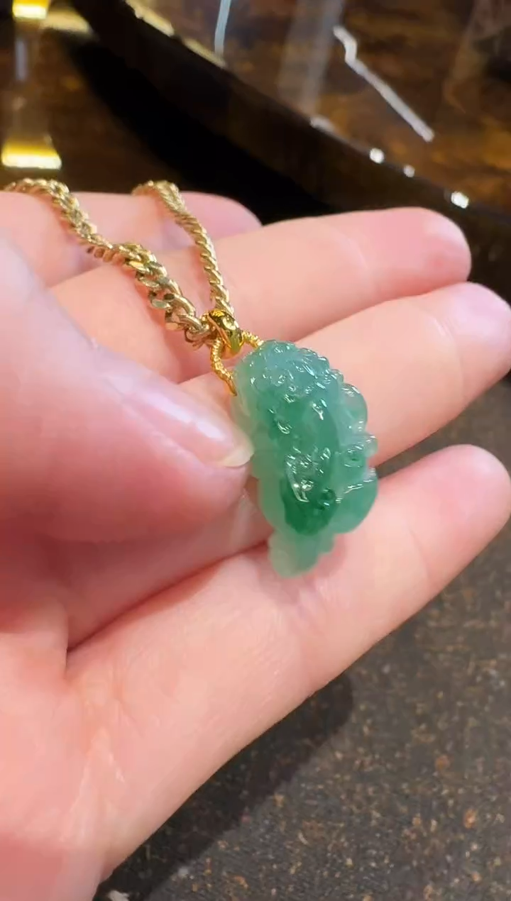 吊坠(不含链)18K金镶嵌翡翠吊坠