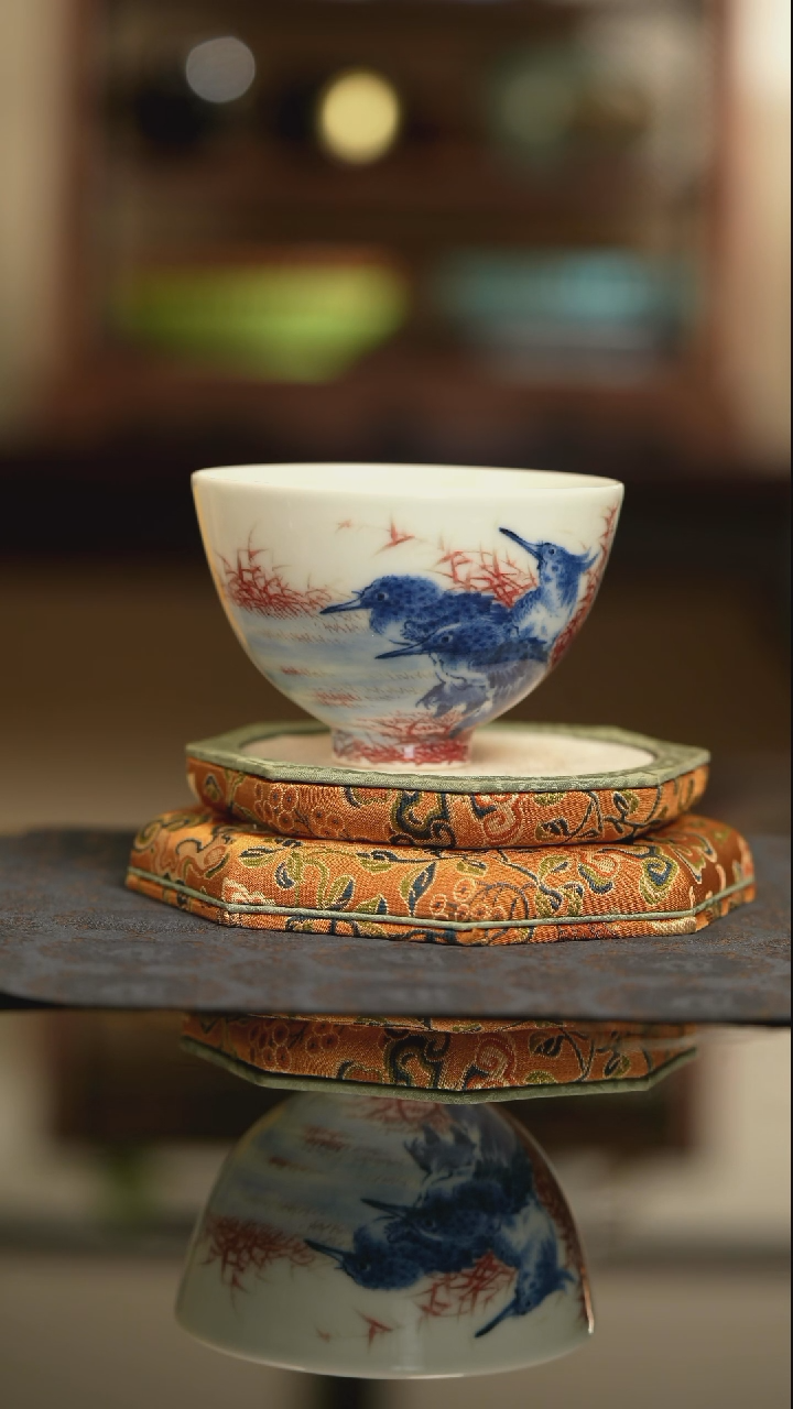 【闪购商品】青花釉里红三鹭杯杯杯杯