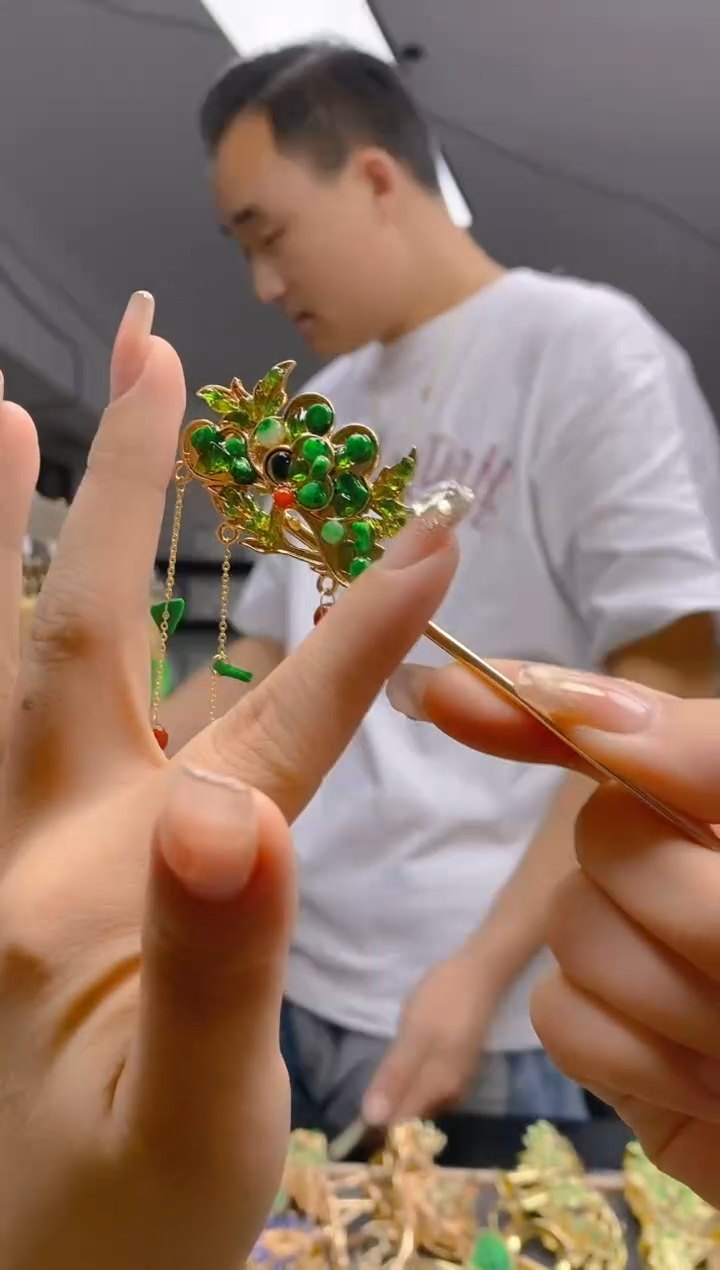 【闪购商品】翡翠耳饰合金231翡翠发簪