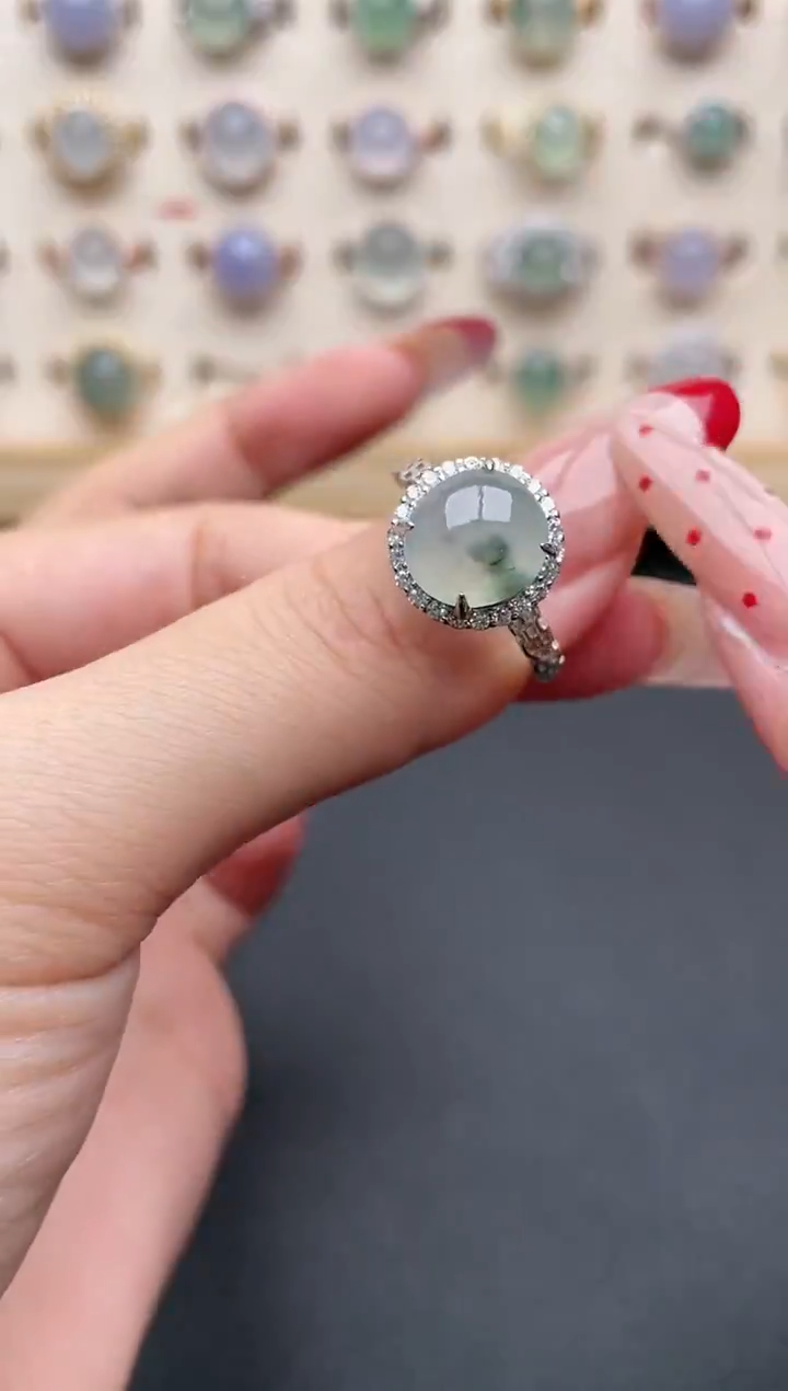 【闪购商品】翡翠戒指银S925镶嵌一物一证一礼盒1