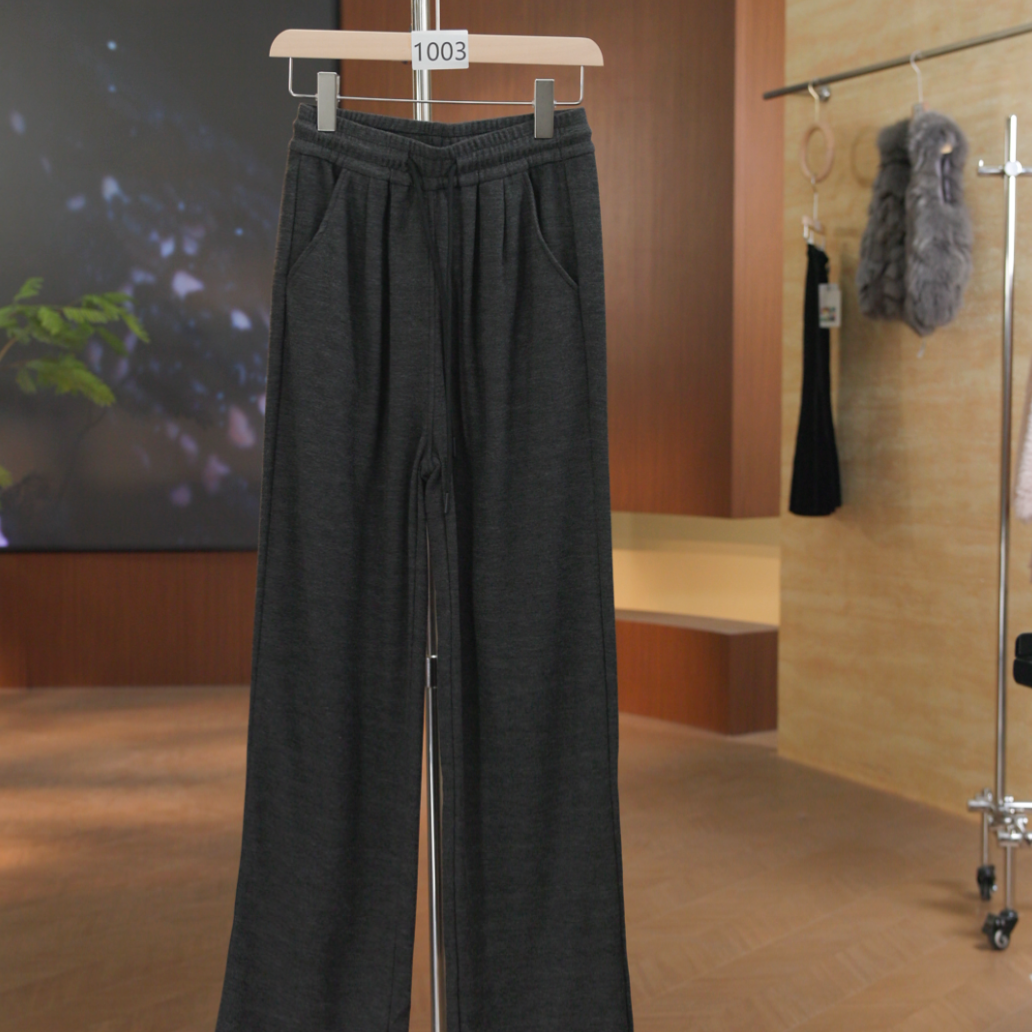 1003黑    秋冬百搭时尚纯色直筒休闲裤女