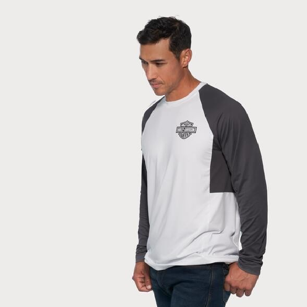 男款印花插肩袖T恤 长袖速干  