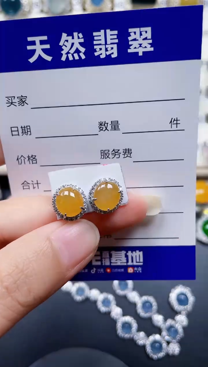 银S925镶嵌翡翠耳饰293