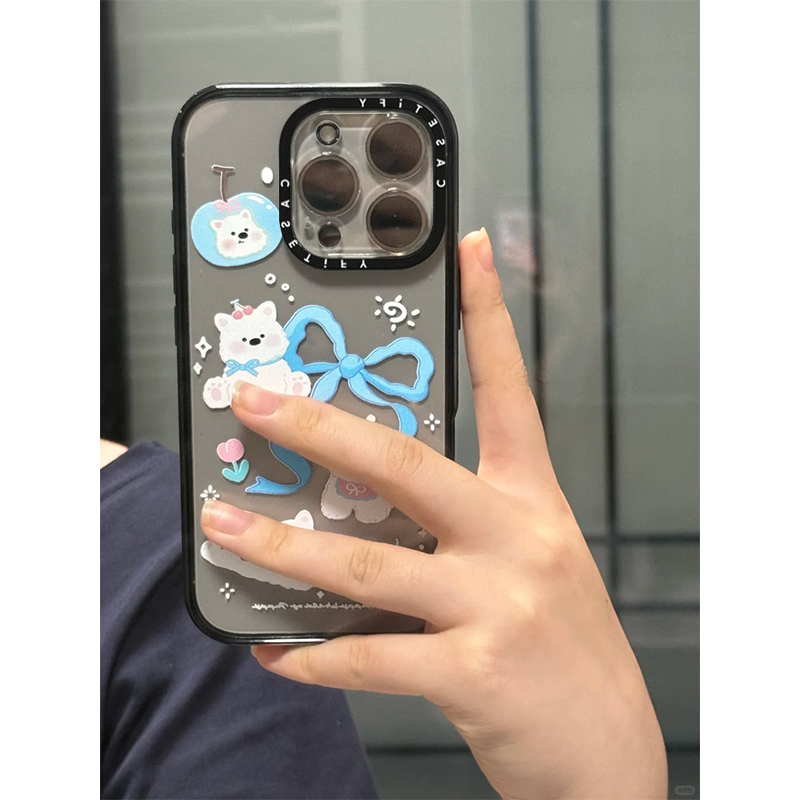CASE蓝系丝带适用于iPhone16promax15pro可爱14防摔13硬壳12小众