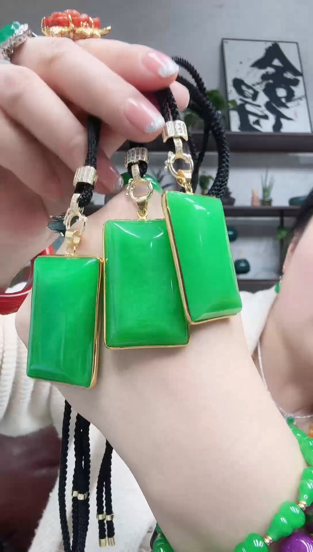 吊坠(赠链)14K金镶嵌石英质玉无事牌