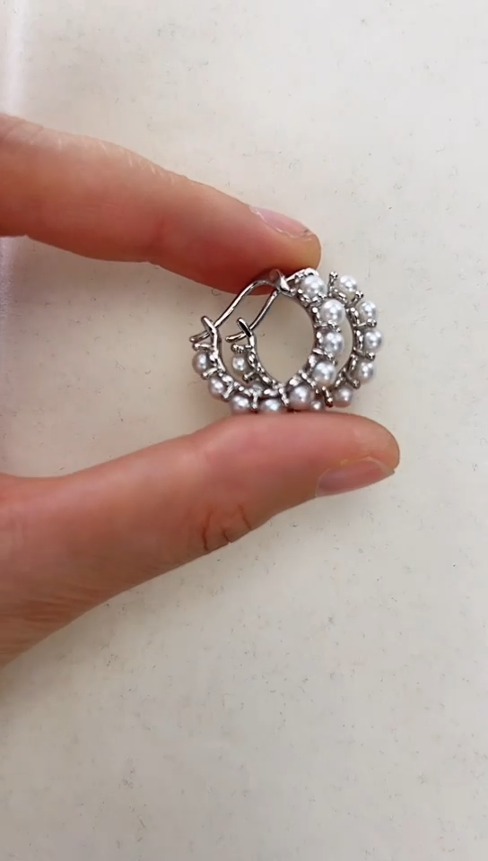 【闪购商品】淡水珍珠耳饰合金银色甜甜圈