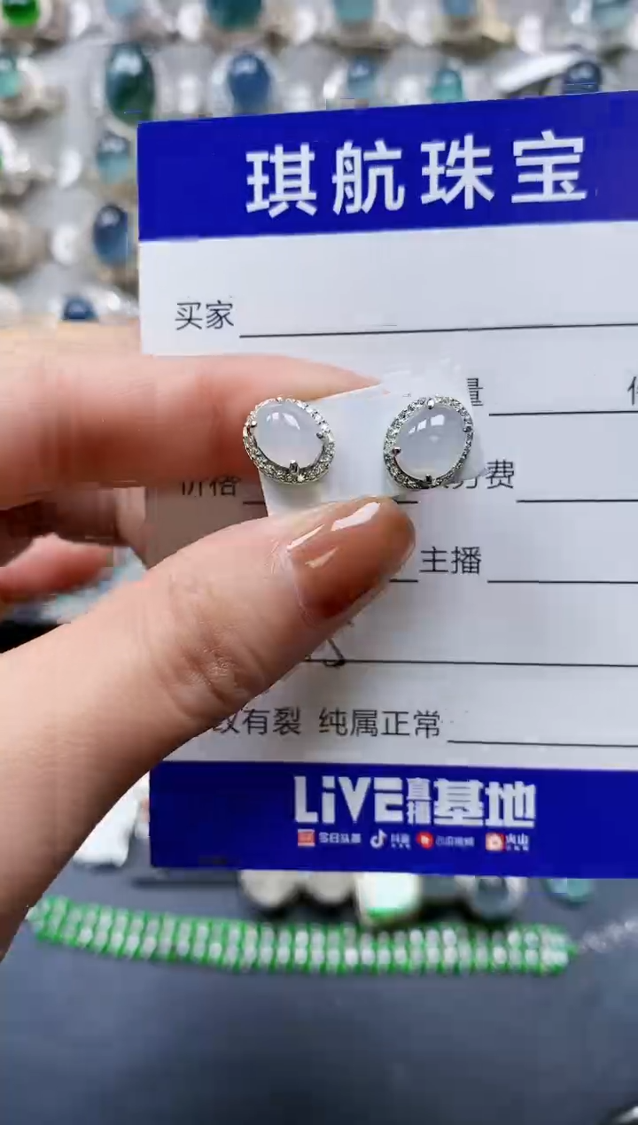 【闪购商品】翡翠耳饰银S925镶嵌0415