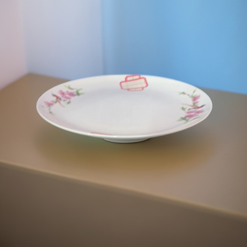 景德镇陶瓷水点桃花 10寸大平盘