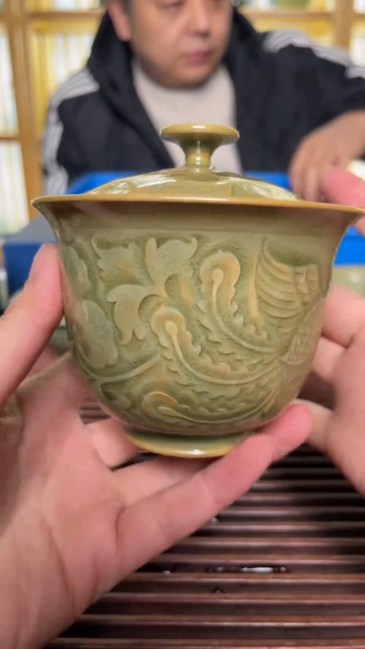 【闪购商品】158凤穿牡丹二才盖碗微瑕