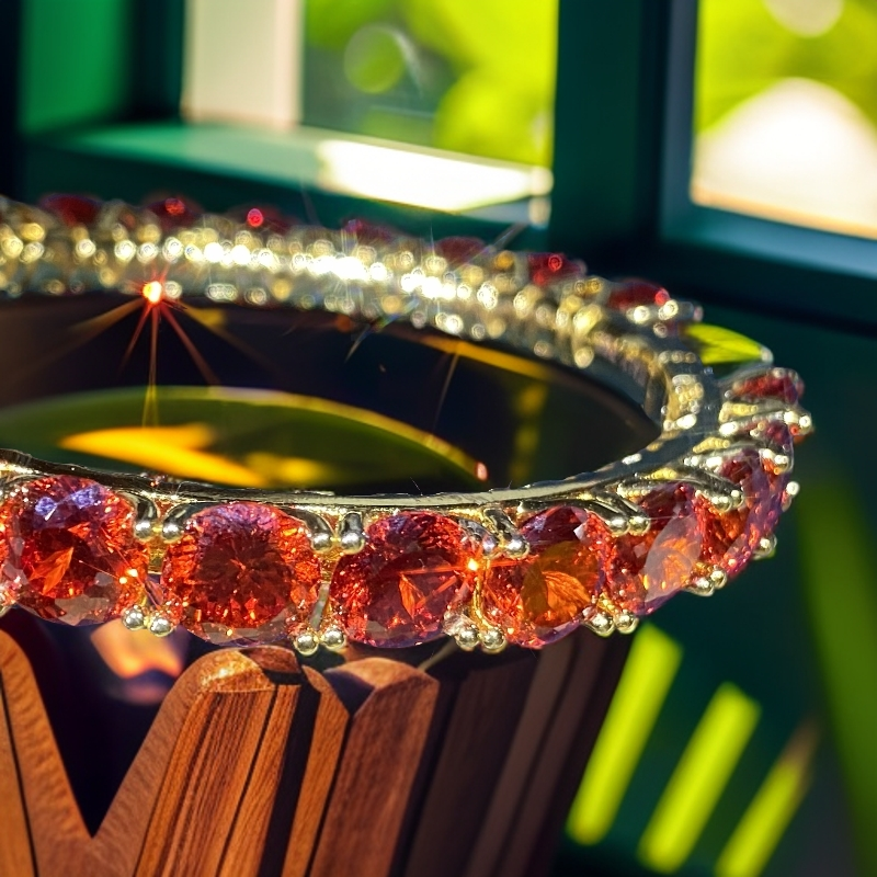 【璀璨星河】 贵族定制 豪华火焰红单排手镯 558