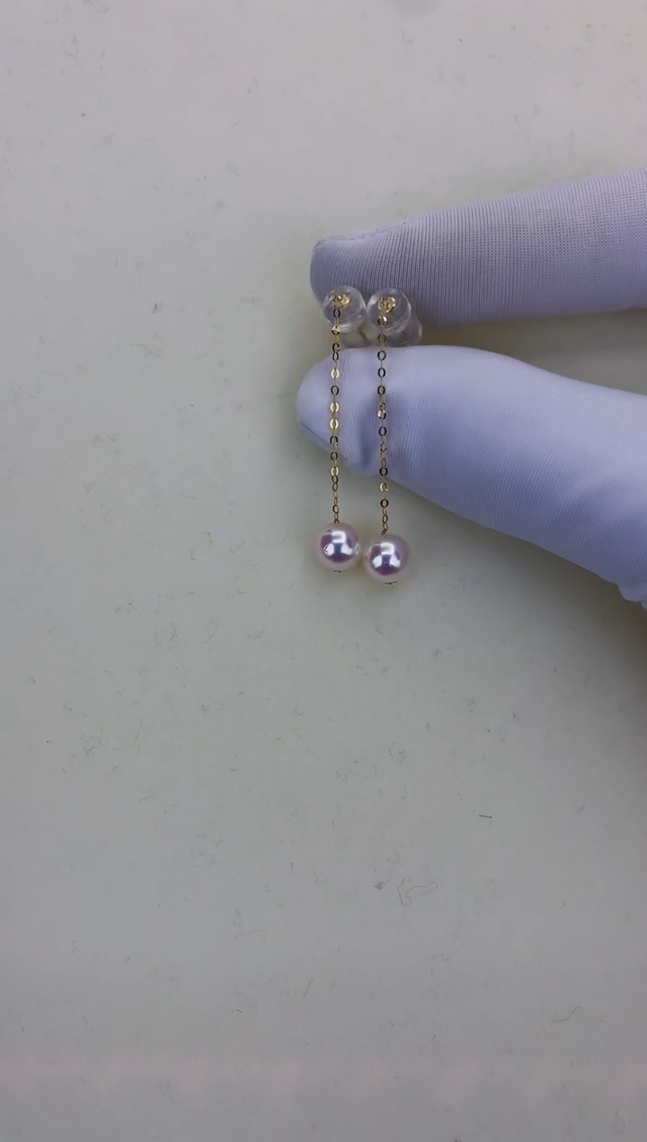 18K金镶嵌DA海水珍珠 GD040 6-7 耳线定制